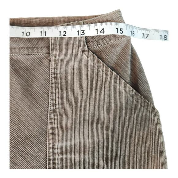 LL Bean 8p corduroy midi skirt 2 pockets with slip back button zip Y2K brown - Picture 10 of 10